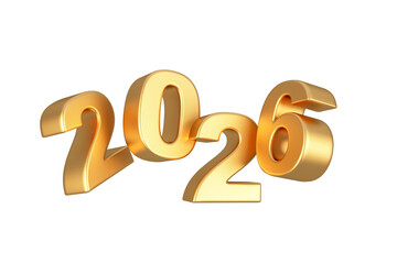 2026 golden text isolated on white