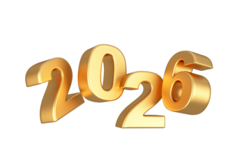 2026 golden text isolated on white