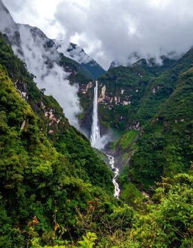 Majestic Gocta Cataracts - A Breathtaking Waterfall in the Peruvian Andes.