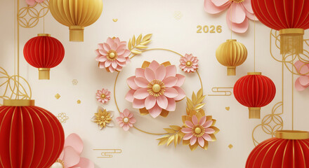 Festive floral and lantern design