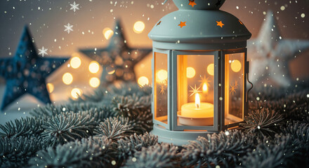 Festive lantern and decorations