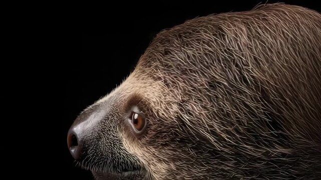 Close-up of an aardvark's face with round nostrils and coarse brown fur.