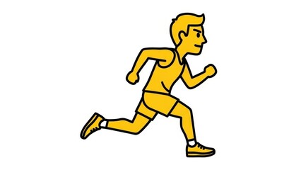 Fototapeta premium Cartoon illustration of a man running in a yellow outfit.