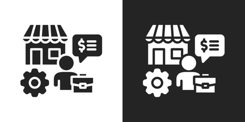 Sales Representative Icon In Black And White Glyph Style