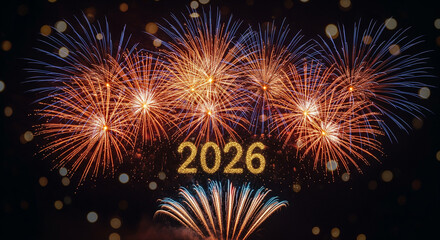 Fireworks display with year