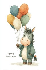 New Year greeting cards with horses