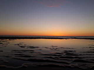 Sunset Over the North Sea at The Hague, Low Tide by the Beach Beautiful 