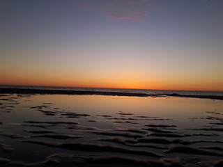 Sunset Over the North Sea at The Hague, Low Tide by the Beach Beautiful 