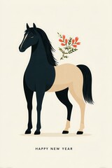 New Year greeting cards with horses