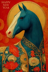 New Year greeting cards with horses
