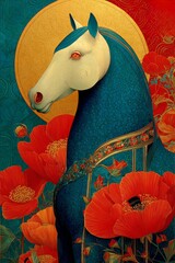 New Year greeting cards with horses
