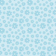 Spring Flower Seamless Pattern Vector Illustration.  Background with Blue Flowers. 