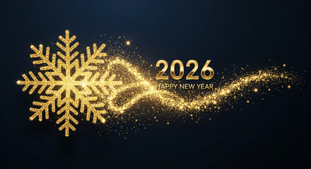Glittering snowflake and new year greeting