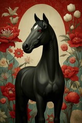 New Year greeting cards with horses