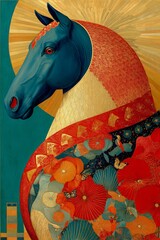 New Year greeting cards with horses