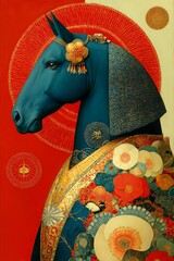 New Year greeting cards with horses