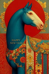 New Year greeting cards with horses