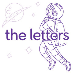 Astronaut floating in space amongst planets and scattered geometric shapes