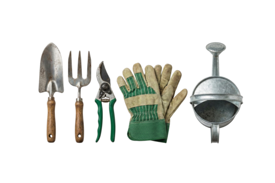 Garden tools set with various essential equipment - Powered by Adobe