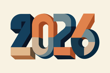 A retro style illustration showcasing the year two thousand and twenty six