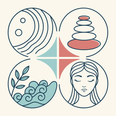 Symbolic representation of wellness planets zen stones nature and meditation