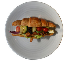 Image of Chicken Salad on a transparent white serving plate without background, perfect for design, advertising and printing needs