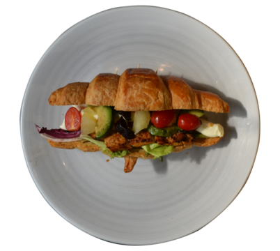 Image of Chicken Salad on a transparent white serving plate without background, perfect for design, advertising and printing needs