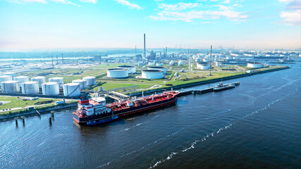 Aerial from industry in the harbor from Rotterdam in the Netherlands