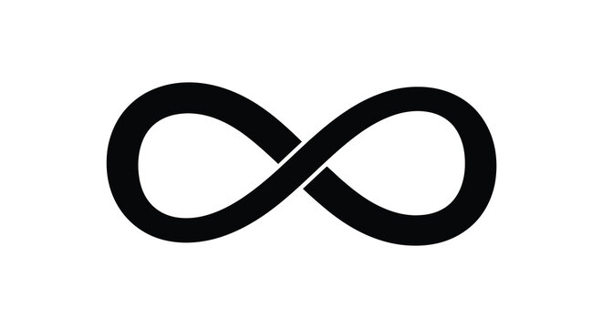 A striking black infinity symbol against a white background a bold and simple silhouette