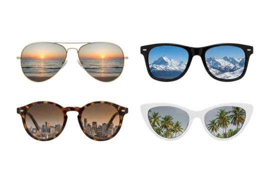 Sunglasses reflection isolated on transparent background