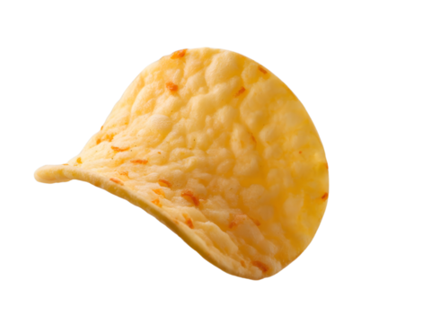 Single potato chip with seasoning isolated on transparent background