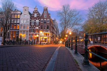 Cityscenic at the Keizersgracht in Amsterdam the Netherlands at night