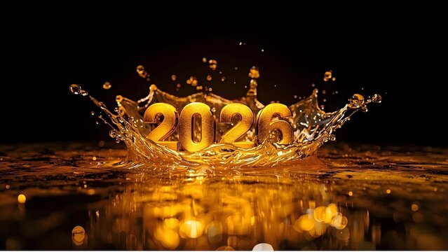 2026 gold crown on black background