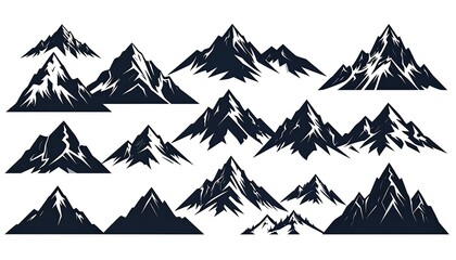 Majestic Mountain Range Silhouettes - A Collection of Peaks and Ridges.