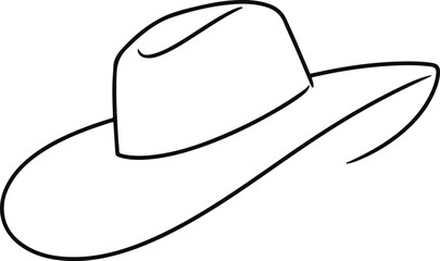 Minimal outline of a classic wide-brim hat drawn with one elegant continuous line 3