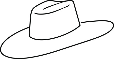 Minimal outline of a classic wide-brim hat drawn with one elegant continuous line 2