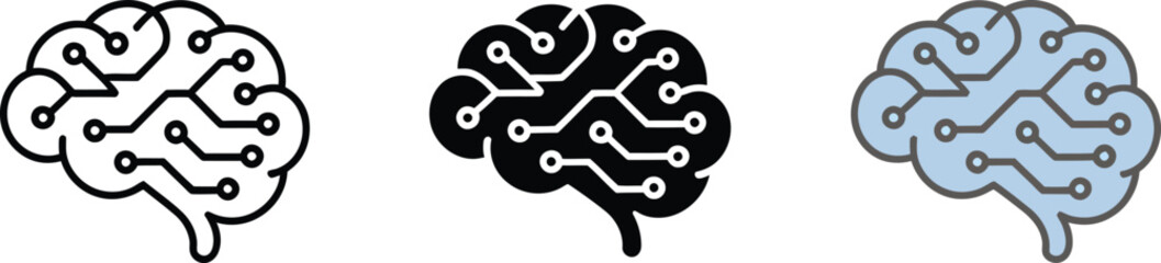 Artificial intelligence brain outline icon design for technology and futuristic concepts vector illustration
