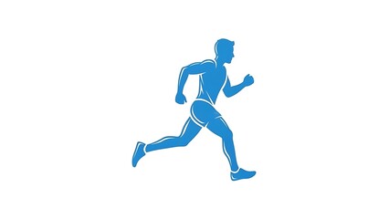 Dynamic runner silhouette sprinting forward with fierce determination, perfect for fitness, health, and sporting event promotions worldwide