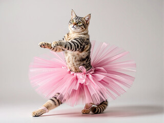 Portrait of a cat as ballet dancer, wearing ballet skirt