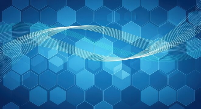 Hexagonal network backdrop with flowing lines perfect for digital technology themes