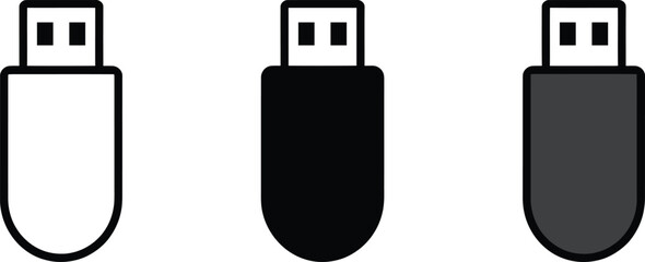 Usb drive vector icon set thumb drive symbols removable media storage device isolated elements