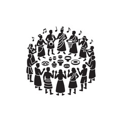 Cultural Gathering – Bold Silhouette Vector