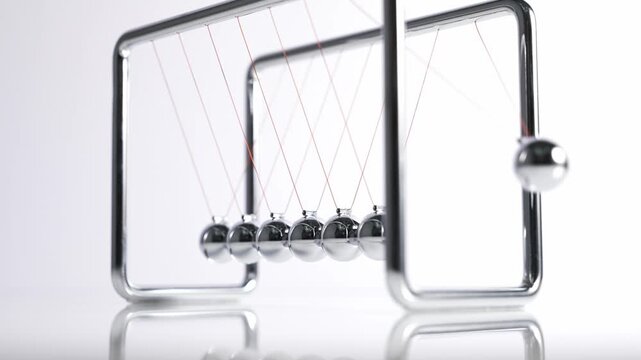 Newton's Cradle Pendulum Physics Demonstration with Chrome Steel Balls and Metal Frame