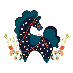 Vector illustration of a horse in Scandinavian style