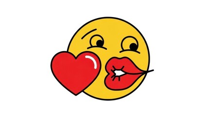Emoji Kissing Heart with Red Lips and Winking Eye.