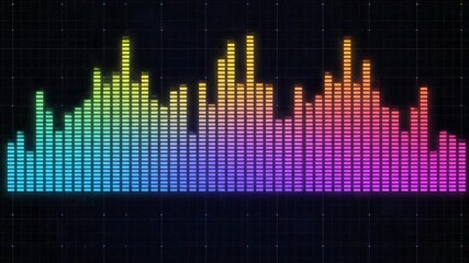 ﻿Seamlessly looping abstract audio visualizer bars creating a dynamic rhythmic digital equalizer display high tech, spectrum, sound wave
