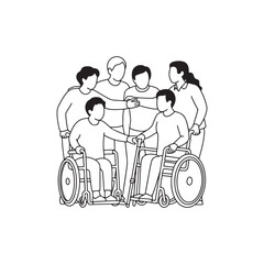 Helping Hands with Mobility Aids – Thick Line Silhouette