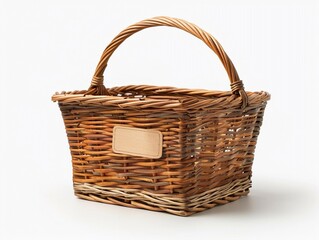 Handwoven wicker basket suitable for storage and decorative purposes in home settings