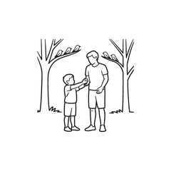 Parent Child Nature Scene Line Art