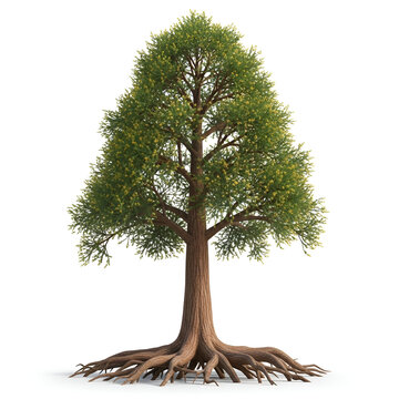 Devadaru tree wood with yellow flowers and roots